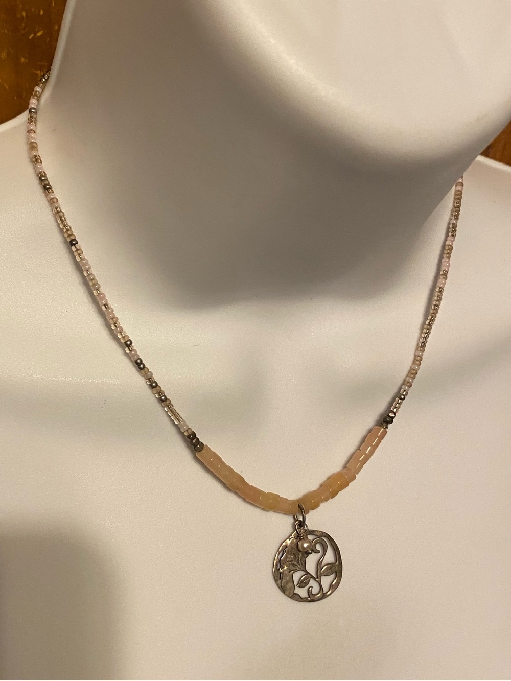 SILPADA  FLIRT ALERT pink soapstone and sterling silver necklace N2192